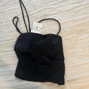 ZARA NWT SATIN EFFECT CROP SHIRT